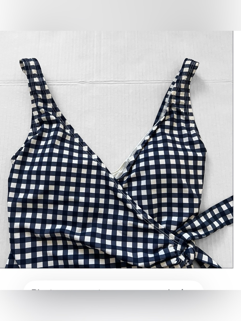 Tommy Bahama Gingham Wrap One-Piece Swimsuit Navy UPF 50 Tummy Control 6 NWT - Picture 7 of 16